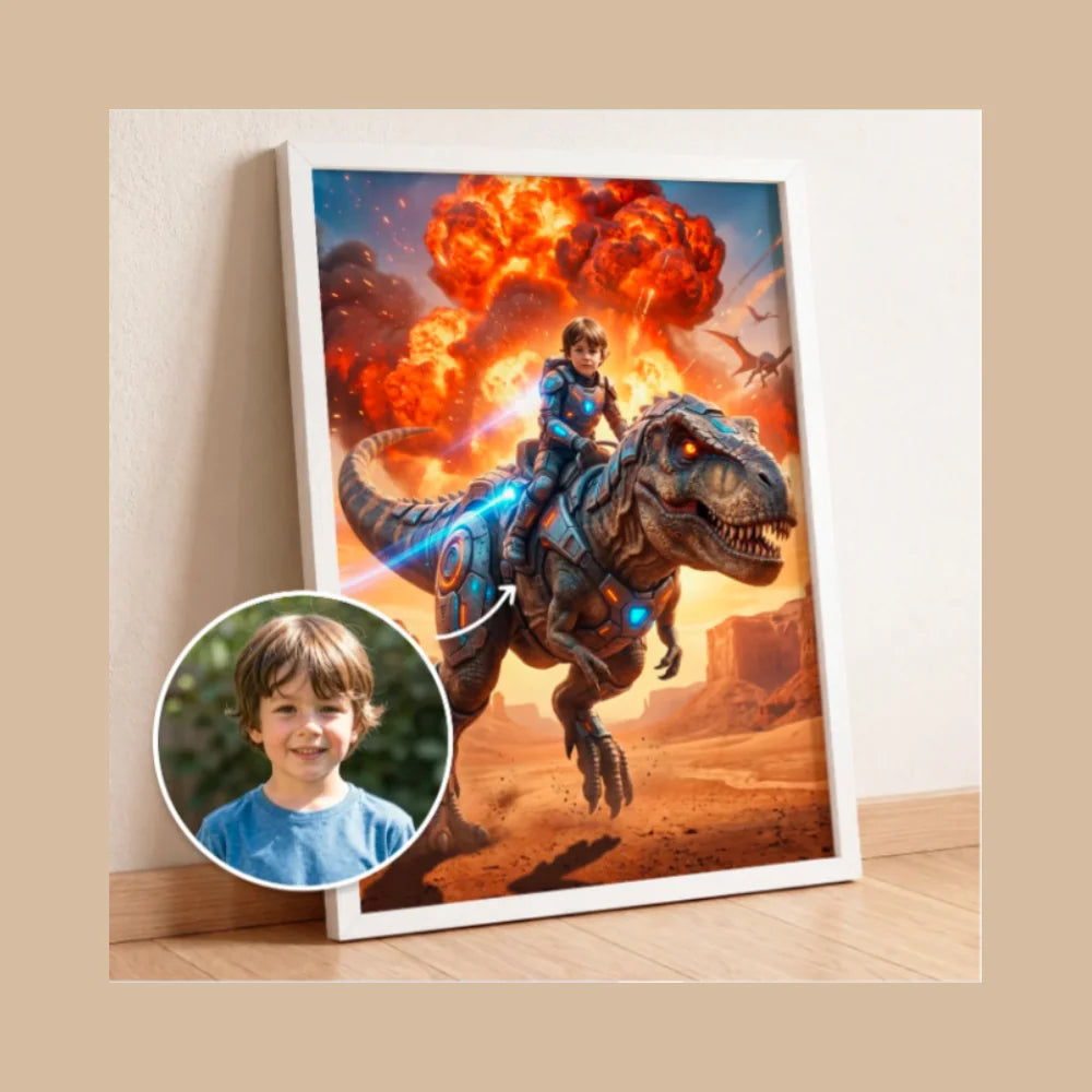 Personalized Children's Poster "T‑Rex Rider"