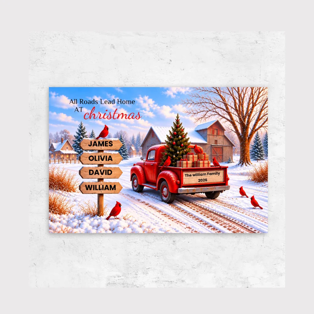 Personalized Canvas - All Roads Lead Home at Christmas